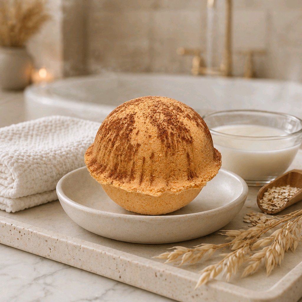Coconut Cream & Oat Dream - Bath Bomb - Perfect for Sensitive Skin - Bombshell Cosmetics