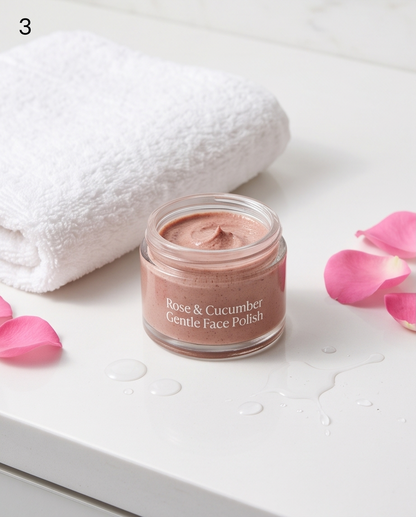 Rose & Cucumber Gentle Cream Face Polish | Cream Exfoliator for Soft, Radiant Skin Bombshell Cosmetics