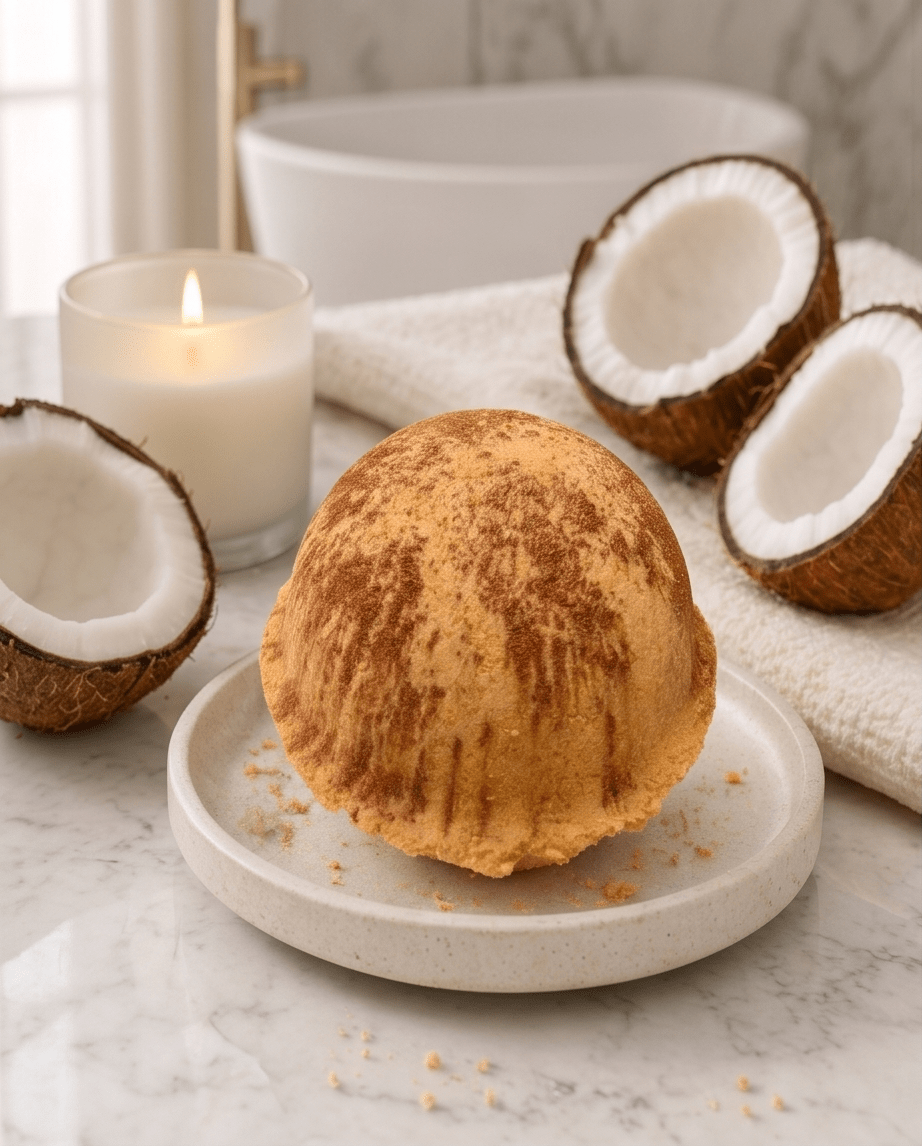 Coconut Cream & Oat Dream - Bath Bomb - Perfect for Sensitive Skin - Bombshell Cosmetics