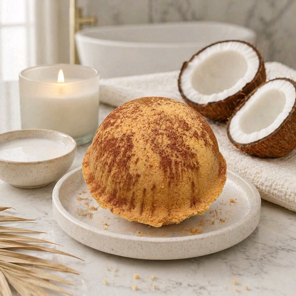 Coconut Cream & Oat Dream - Bath Bomb - Perfect for Sensitive Skin - Bombshell Cosmetics
