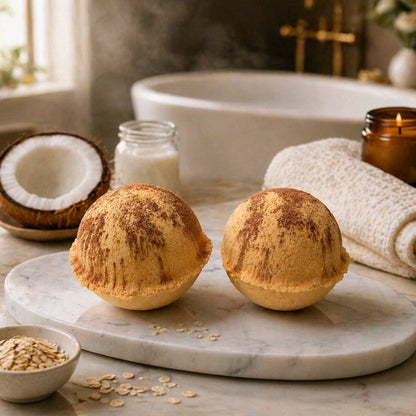 Coconut Cream & Oat Dream - Bath Bomb - Perfect for Sensitive Skin - Bombshell Cosmetics